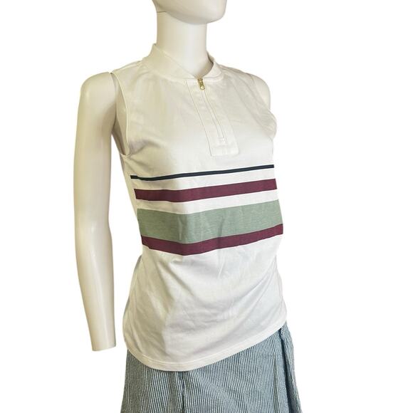 Varley Maya White Green Burgundy Zipper Sleeveless Tank Top Size S - Picture 1 of 5